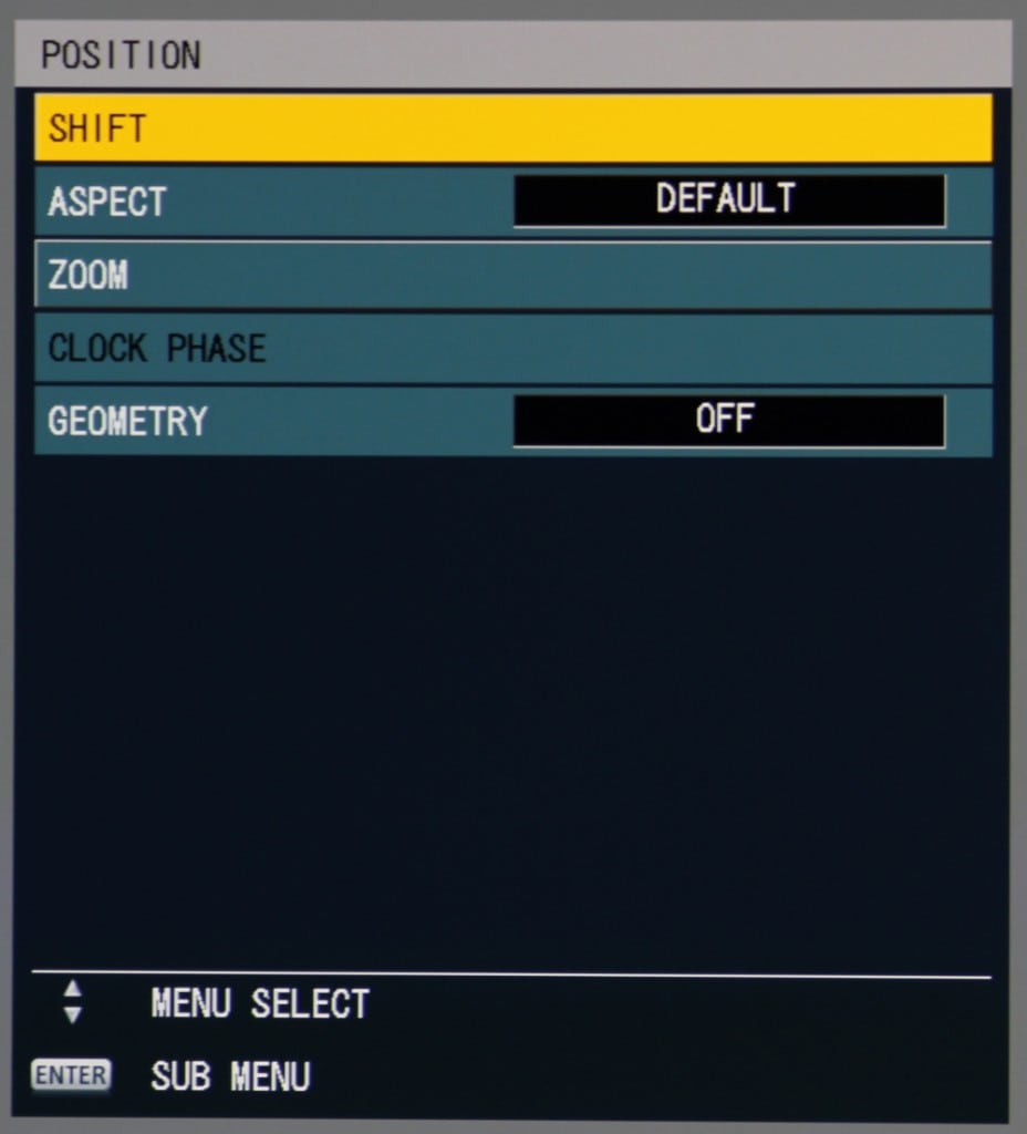 PT-RZ670B Menu-Position