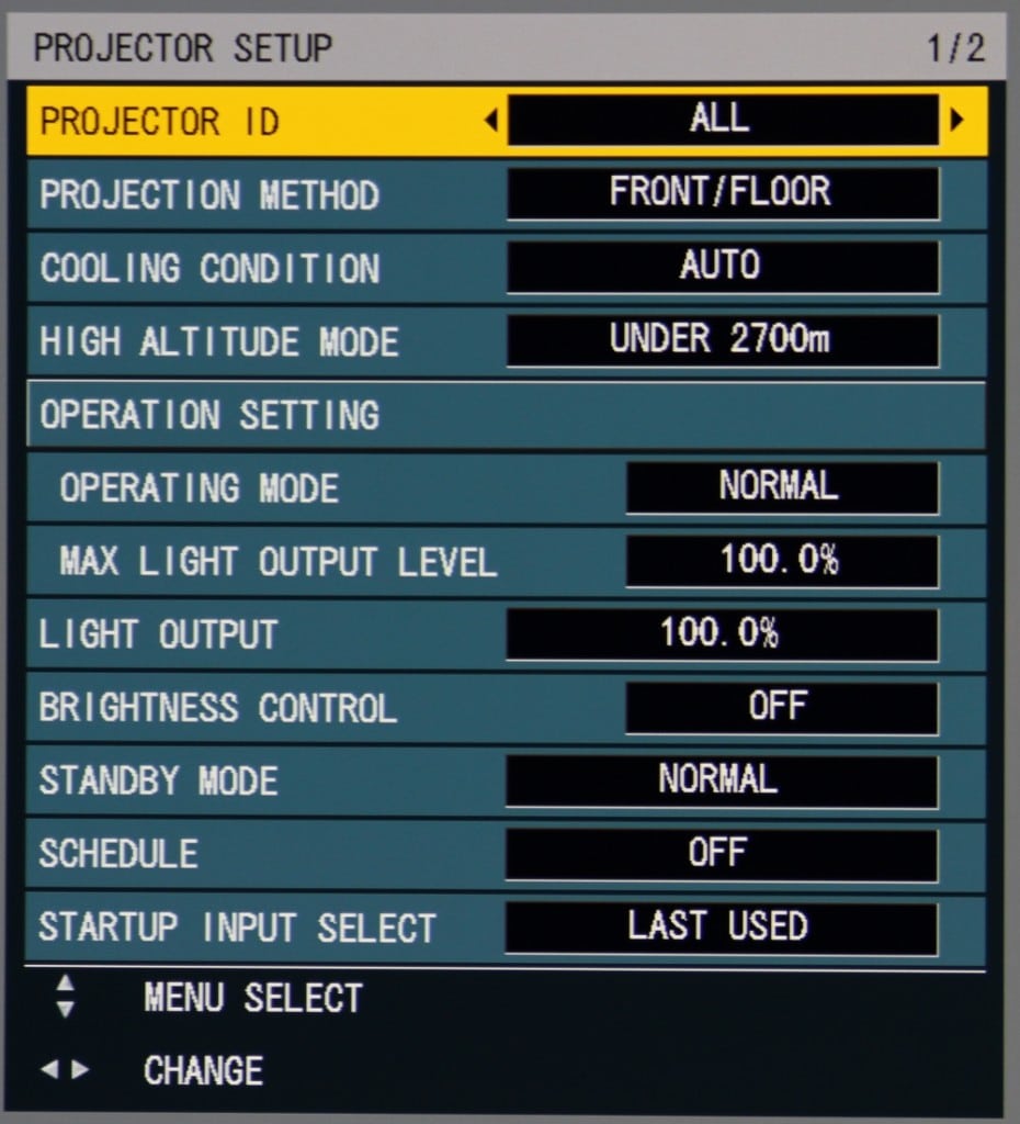 PT-RZ670B Menu-Proj Setup-1